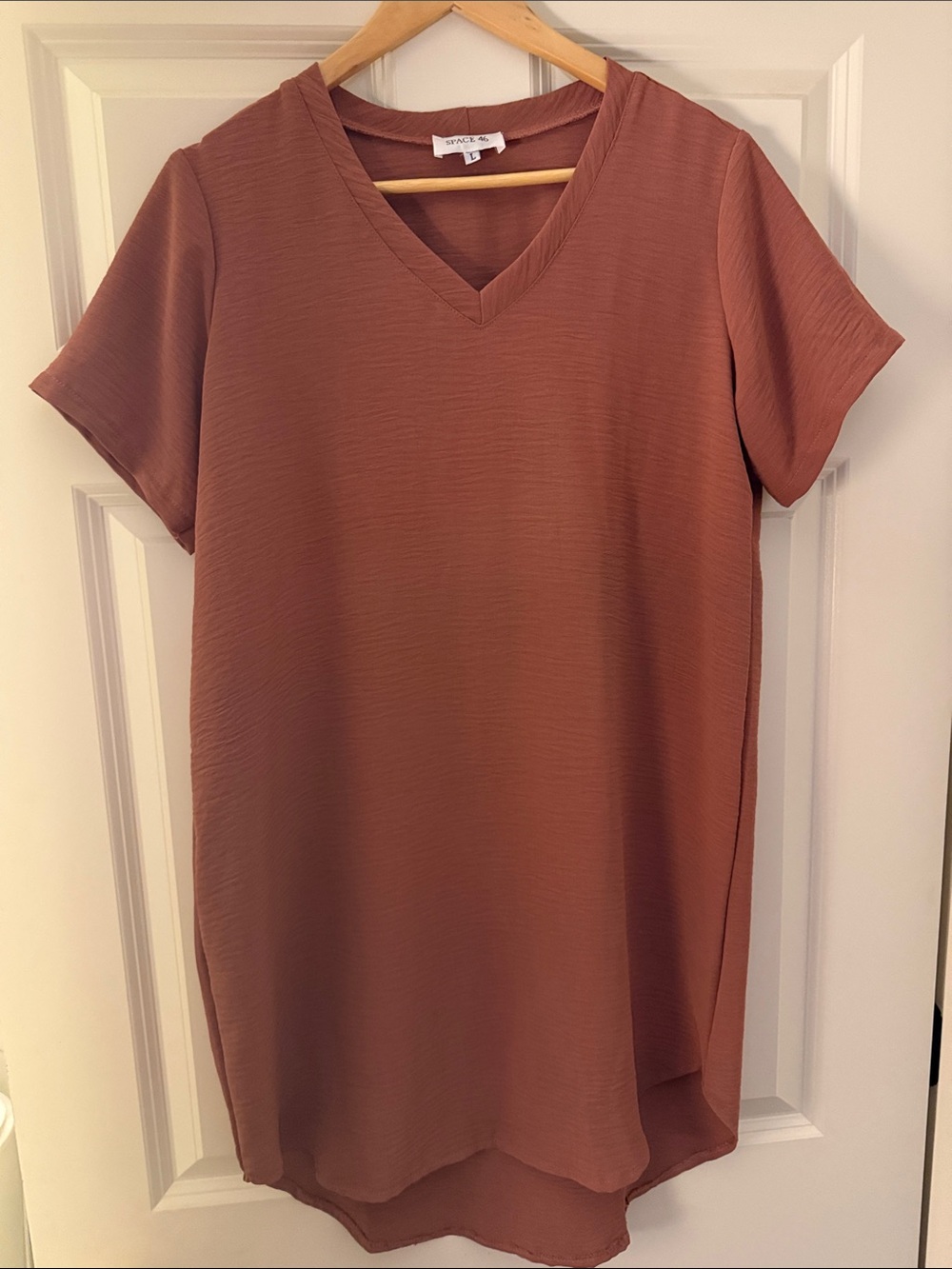 Mauve V-Neck Short Sleeve Tunic dress